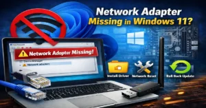 WiFi option missing in Windows 11 settings after update showing no wireless network toggle