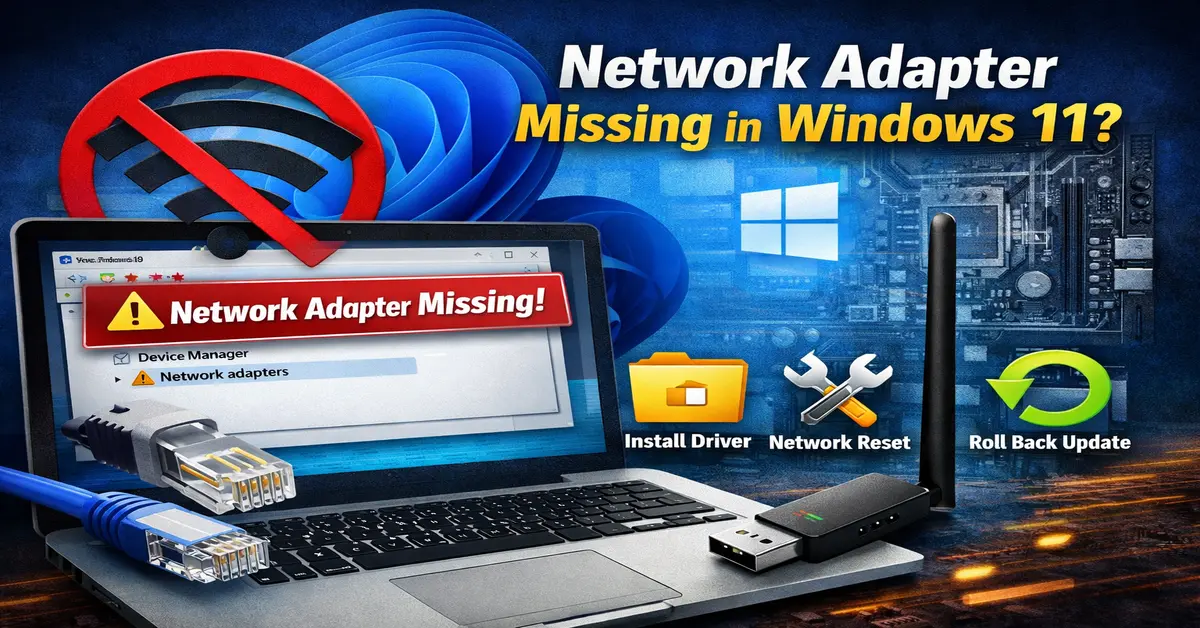 WiFi option missing in Windows 11 settings after update showing no wireless network toggle