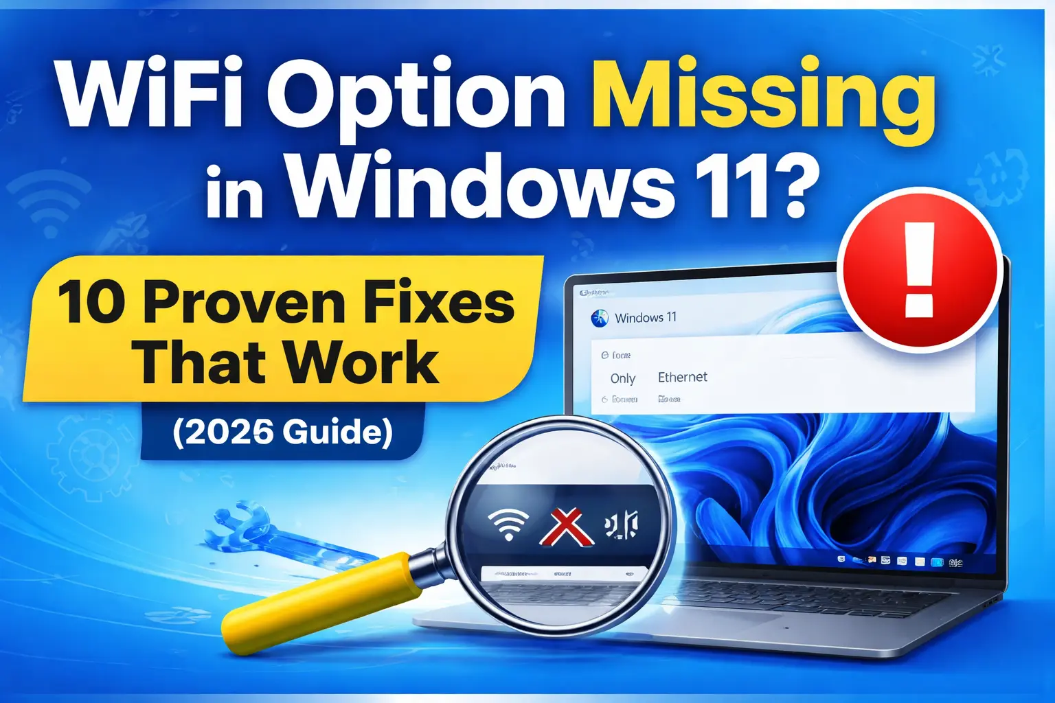 WiFi option missing in Windows 11 showing only Ethernet with 10 proven fixes